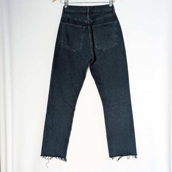 AGOLDE Riley Jeans High Rise Straight Raw Hem Parish Black 25  Aritzia - Picture 7 of 14